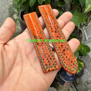 20mm ORANGE genuine leather watch strap band/ gift for he/ custom size and color/ quick release springbar/ For OMEGA