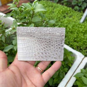 Cartera de piel de cocodrilo auténtica Hymalaya, tarjetero para 4 tarjetas, tarjetero de visita, ranura para efectivo, tarjetero minimalista de piel con RIFD, regalo
