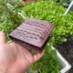 Pince à billets pour portefeuille à deux volets en cuir d'alliigator véritable Hornback marron, carte portefeuille à deux volets de luxe pour hommes en cuir véritable, cadeaux pour lui, papa