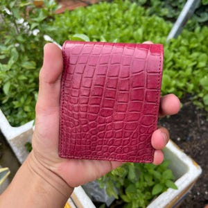 BURGUNDY Echt Allliigatoor Leder Haut Bifold Brieftasche Karte Geldklammer / Herren Brieftasche Karte / Geschenke für Papa, Ihn / Herren Luxus Bifold Brieftasche