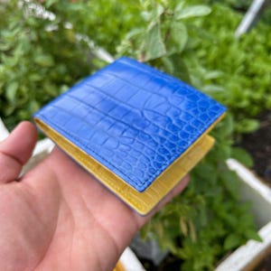 Blauw echt echt alliigatoorleer skin portemonnee kaart geldclip/portemonnee herenkaart/cadeaus voor hem, vader/luxe portemonnee heren