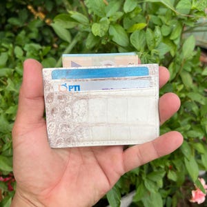 Tarjetero de piel de cocodrilo auténtica Himalaya con clip para billetes, tarjetero, tarjetero minimalista de piel, regalo para él.