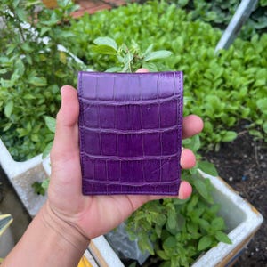 Portefeuille à deux volets en cuir véritable VIOLET avec carte pince à billets/cartes de portefeuille pour hommes/cadeaux pour papa, lui/portefeuille de luxe à deux volets pour hommes