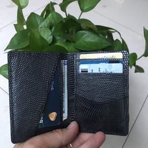 BLACK Genuine LIZARDS Leather SKin Credit Card Holder/ Minimalist Business Card Holder Card Case/ Gift for Her, Him/ Handmade Card Holder