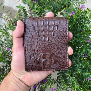 Portefeuille à deux volets en cuir allliigatoor marron clair carte pince à billets/cadeaux pour lui/portefeuille à deux volets en cuir de luxe pour hommes fermeture éclair cachée