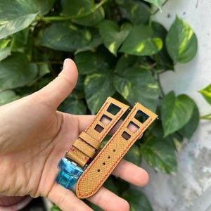 26mmYELLOW EPSOM leather watch strap band/ gift for she/ custom size and color/ apple watch/ quick release springbar/ RACING style