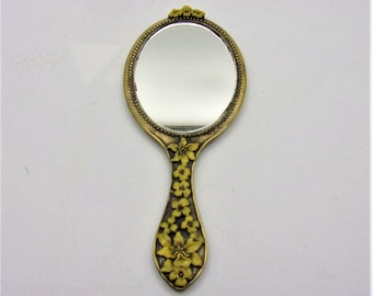 miroir de poche en laiton et émail cadeau femme