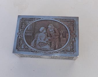 koffer à bijoux en métal laiton argenté