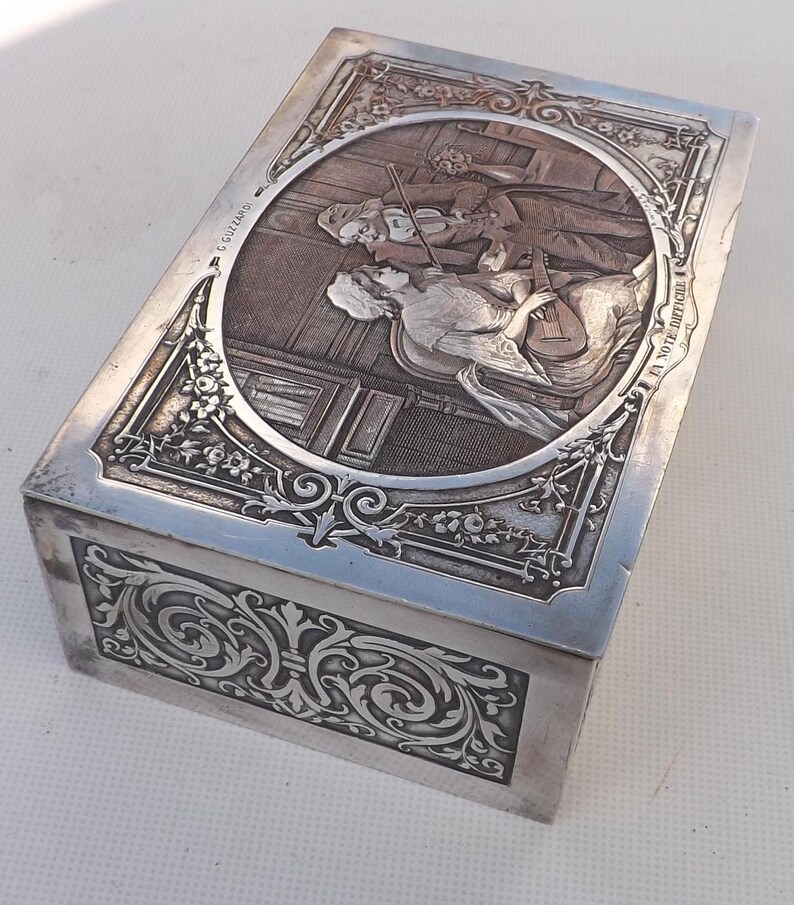 koffer à bijoux en métal laiton argenté afbeelding 5