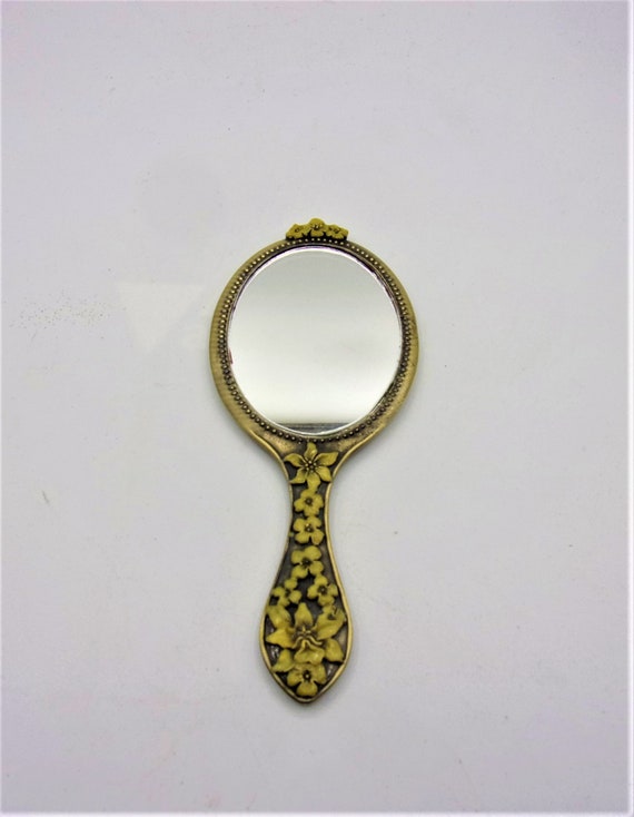 miroir de poche en laiton et émail cadeau femme