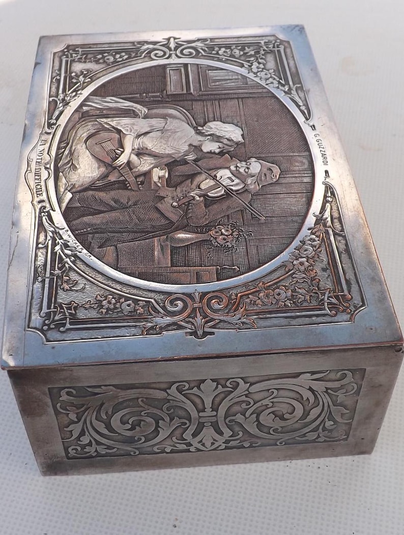 koffer à bijoux en métal laiton argenté afbeelding 4