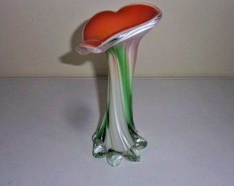 vase orchidée art déco  en verre soufflé