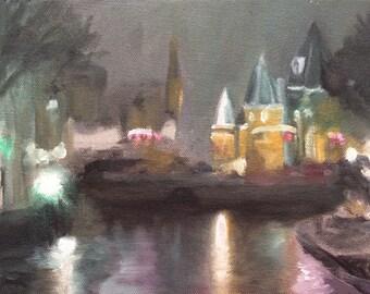 Amsterdam Lights Misty Night Canal