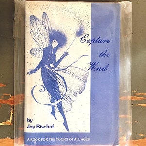 May include: A blue book cover with a fairy illustration and the title "Capture the Wind" by Joy Bischof. The book is for young readers of all ages.