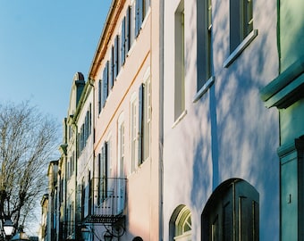 Rainbow Row in Charleston, South Carolina | Charleston Travel Print | Colorful Rainbow Row Houses @ Sunset | Rainbow Row Travel Print | SC