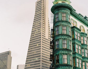 Vertical Photo of Transamerica Pyramid + Columbus Tower in San Francisco | Sentinel Building + Transamerica Pyramid | San Francisco Views