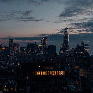 Downtown New York City Skyline at Sunset, NYC Sunset | Fine Art Travel Prints, NYC Wall Art, Skyline Wall Art, Travel Photography, NYC Sky
