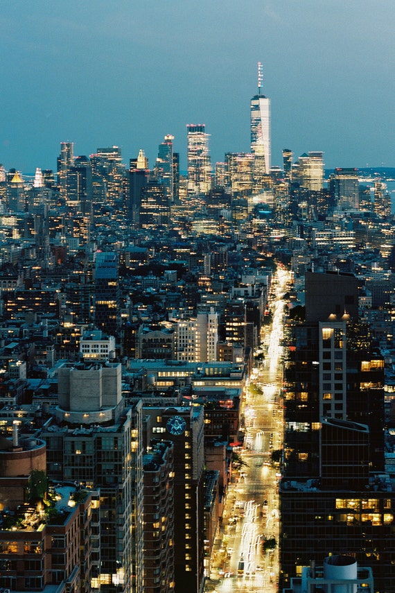 Vertical Photo Downtown New York City Skyline | Film Photography | Bright  Lights Big City | Freedom Tower | NYC Lights | Manhattan Skyline