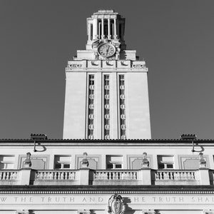 Black + White Photo of University of Texas at Austin Tower | University of Texas at Austin Landmarks | University of Texas at Austin | UT