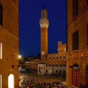 Piazza del Campo | Tower of Mangia | Siena Tuscany Italy Architecture | Torre del Mangia Scenery | Italian Landmarks Siena Square Travel