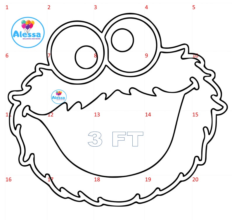 GIANT cookie monster pattern 3ft ... jumbo templates print | Etsy