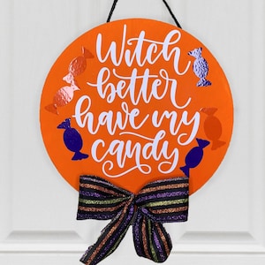 Decoração de porta de doces, placa de porta de Halloween, placa de porta de outono, placa de Halloween, cabide de porta de Halloween, guirlanda de outono, placa de porta de Halloween