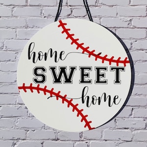 Baseball-Thema Home Sweet Home Deur Hanger, Honkbal Welkom Teken, Honkbal Home Decor, Zomer Krans voor Voordeur
