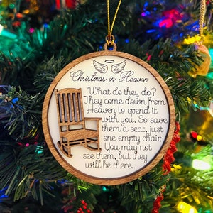Ornamento de Natal no Céu SVG, Ornamento Memorial SVG, Arquivo cortado a laser Poema de Natal no Céu, Remememberence SVG, Citação de Natal no Céu