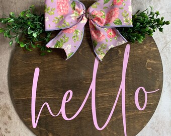 12 "Ciao Porta Appendiabiti, Ciao Primavera, Fiori Primavera Porta Appendiabiti, Ciao Primavera Porta Decoro, Decorazione Portico, Ciao Porta Primavera Corona, Porta d'ingresso