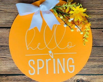 12" Hello Spring Door Hanger, Hello Spring, Spring Flowers Door Hanger, Hello Spring Door Decor, Porch Decor