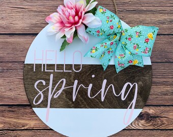 12 "Ciao Spring Door Hanger, Hello Spring Door Wreath, Spring Flowers Door Hanger, Hello Spring Decor, Porch Decor, Welcome Spring Sign
