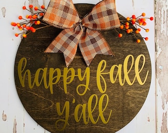 Happy Fall Y'all Türdekoration, Herbst Türhänger, Herbstkranz, Türkranz, Tür