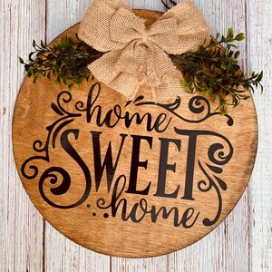 Home Sweet Home Sign, Wood Door Hanger, Rustic Home Decor, Entryway Decor, het hele jaar door krans voor voordeur, 12 &quot; deur hanger