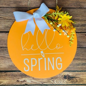12&quot; Hello Spring Door Hanger, Hello Spring, Spring Flowers Door Hanger, Hello Spring Door Decor, Porch Decor