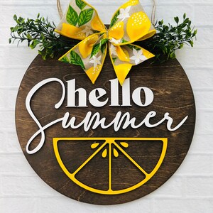 Hallo Sommer 3D Laser geschnittene Zitronen Tür Aufhänger, Laser geschnittene Sommer Schild, Zitronen Tür Dekor, Sommer Zitronen Tür Aufhänger, Zitronenscheibe Hallo Sommer
