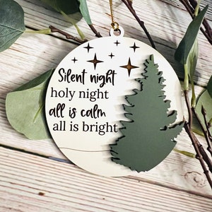 Cicha Noc Ozdoba SVG, Plik SVG Ozdoby Bożonarodzeniowej, Pliki Ozdoby Glowforge, Pliki Cięcia Laserowego Bożonarodzeniowego, Glowforge Christmas SVG