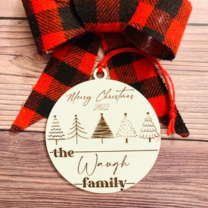 Christmas Tree Family Ornament SVG File for Glowforge or Laser Cutter, Personalized Christmas Ornament, Family Name Christmas Ornament