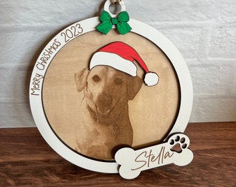 Engraved Photo Christmas Ornament SVG, Framed Christmas Ornament, Engraved Pet Ornament, Engraved Picture Gift, Pet Photo Gift digital file