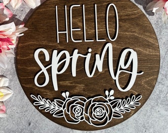 12" Hello Spring Door Hanger, Hello Spring, Spring Flowers Door Hanger, Hello Spring Door Decor, Portico Decor