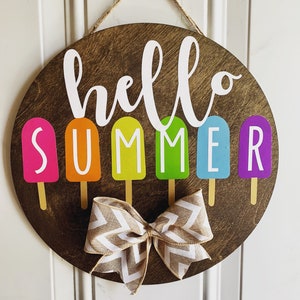 Hello Summer Door Hanger, Front Door Sign, Popsicle Summer Wreath for Front Door, Summer Door Hanger, Summer Door Wreath, Hello Summer Sign