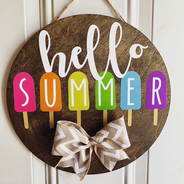 Hello Summer Door Hanger, Front Door Sign, Popsicle Summer Wreath for Front Door, Summer Door Hanger, Summer Door Wreath, Hello Summer Sign