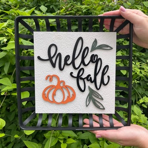 Hello Fall Sign, Home Pumpkin Sign, Fall Pumpkin Sign, Signs For Fall, 3D Pumpkin Sign, Fall Home Decor, Hello Pumpkin, Fall Wall Decor