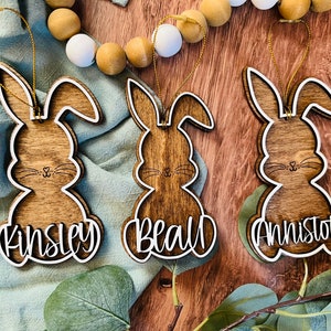 Personalized Bunny Easter Basket Tag SVG, Easter Bunny Tag SVG, Easter bunny svg, Easter laser cut File, Easter decor, Bunny ears tags