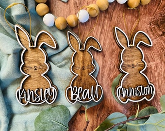 Personalized Bunny Easter Basket Tag SVG, Easter Bunny Tag SVG, Easter bunny svg, Easter laser cut File, Easter decor, Bunny ears tags