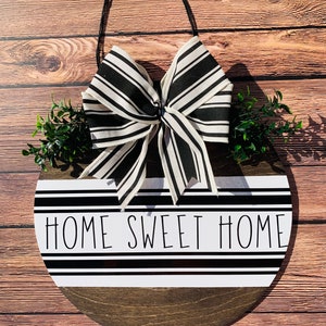 18&quot; Home Sweet Home Sign, Wood Door Hanger, Rustic Home Decor, Entryway Decor, year round wreath for front door