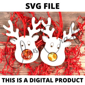 Reindeer Chocolate Holder Ornament DIGITAL file, Christmas Ornament SVG, Candy Truffle Reindeer Ornament, Glowforge SVG File