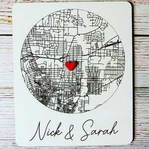 Dove ci siamo incontrati Mappa, Dove tutto è iniziato, Mappa di coppia, Mappa personalizzata, Mappa personalizzata, Regalo anniversario, Anniversario di legno, Mappa di legno