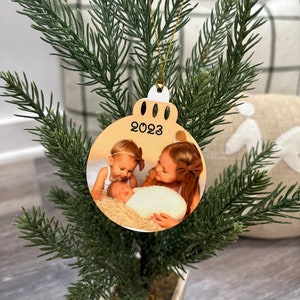 Décoration imprimée pour photo de famille, décoration souvenir, décoration photo personnalisée, décoration photo pour cadeau de Noël, décoration pour sapin de Noël