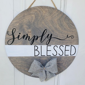 Simply Blessed Door Hanger, Round Door Hanger, Door Decor, Welcome Door Sign, Front Door Sign, Welcome Door Hanger, Welcome Sign