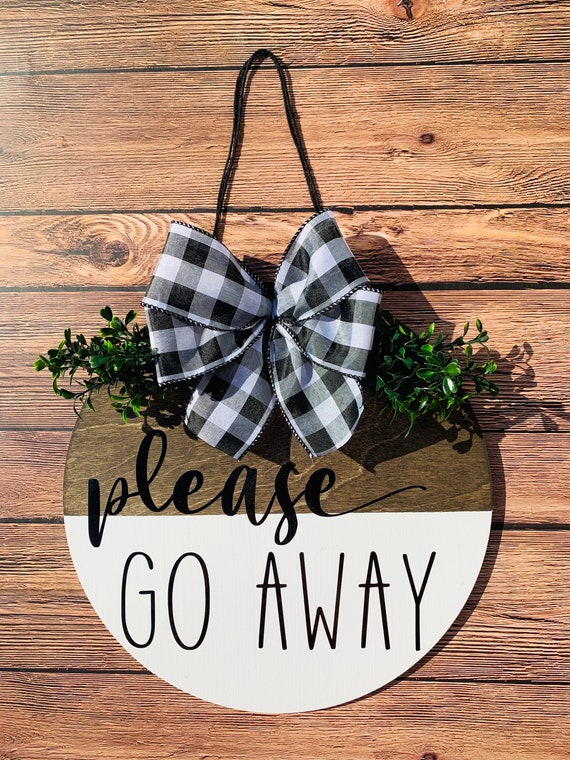 Please Go Away Türaufhänger, Türaufhänger, Türhänger, Witziger Türaufhänger, Willkommenskranz, Türschild ohne Werbung